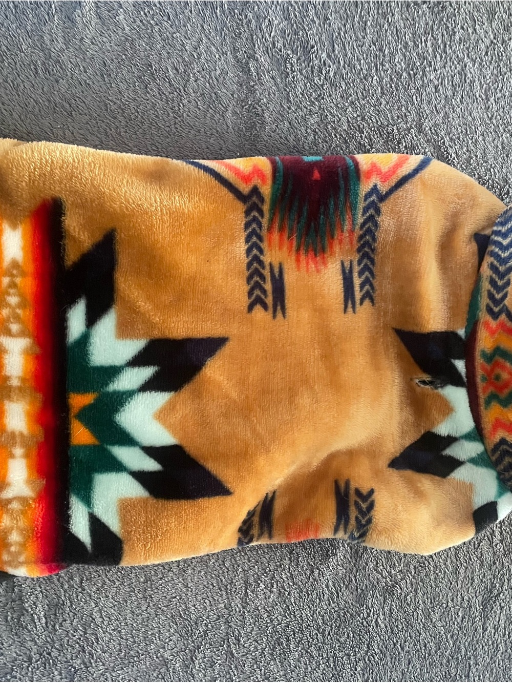 Southwestern Pattern Tan Fleece Dog Coat